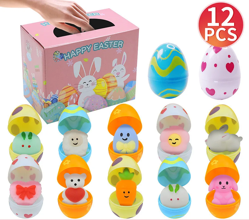 Easter Eggs Prefilled with Squishy Toy Kids Easter Egg Hunt Easter Basket Filler Easter Party Favor Classroom Activity