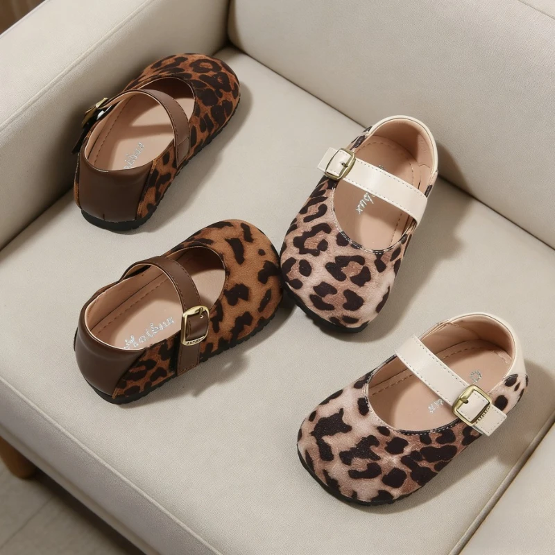 

Spring Autumn Toddlers Girls Causal Shoes New Trend Leopard Children's Fashion Walking Shoes Wedding Party Kids Leather Shoes