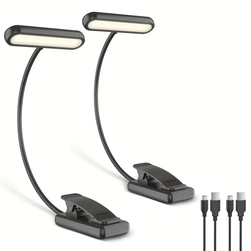 LED Book Light Reading Light Eye Caring Clip-on USB Rechargeable Dimmable Light Lamp Adjustable Flexible Night Reading Lamp view 2