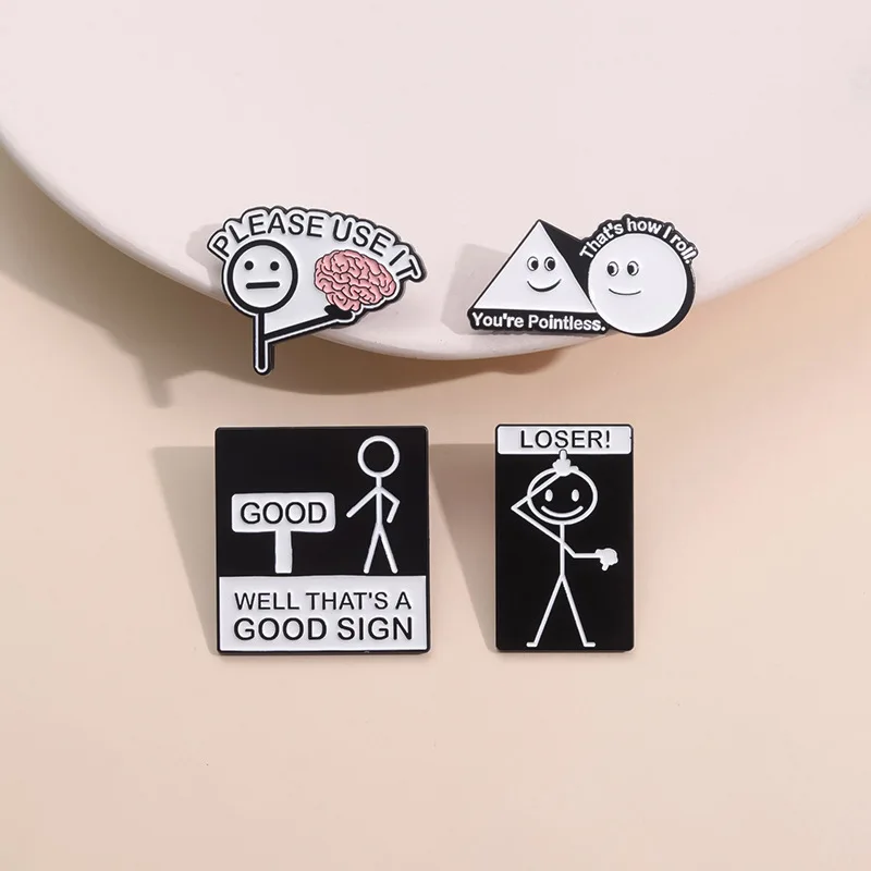 Please Use It Enamel Pins Funny Sarcasm Quotes You’re Pointless Humor Joke Metal Brooches Lapel Badge Jewelry Decorative Gifts