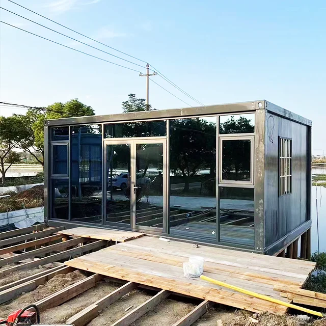 Luxury Glass Wall Container Homes 20ft Prefab Tiny Office Modular House Movable Prefabricated House Customized Villa Building