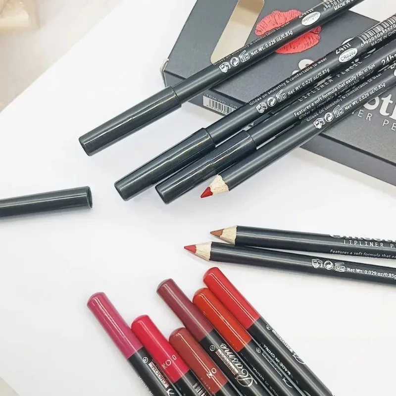 12 Color Neutral Matte Lipstick Pencil Long-lasting Waterproof Highly Pigmented Lip Liner Lips Makeup Tool Lip Contouring