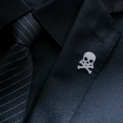 Classic Skull Symbol Brooches for Men Punk Stainless Steel Danger Sign Badge Pin Brooch Hip Hop Rock Party Accessories