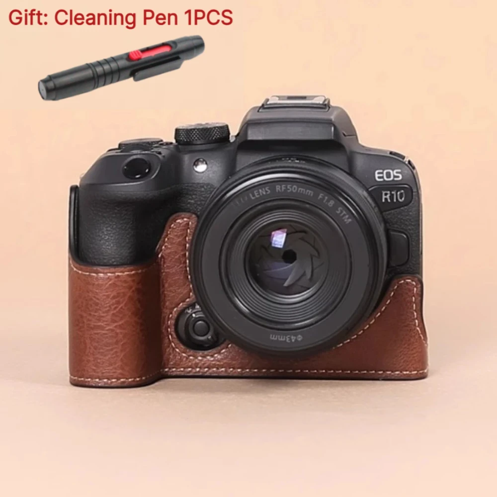 Camera Case For Canon R6III R6II R6 R5II R5 PU Leather case base, Micro-single Half set Camera Bag +1PCS Free Cleaning Pen