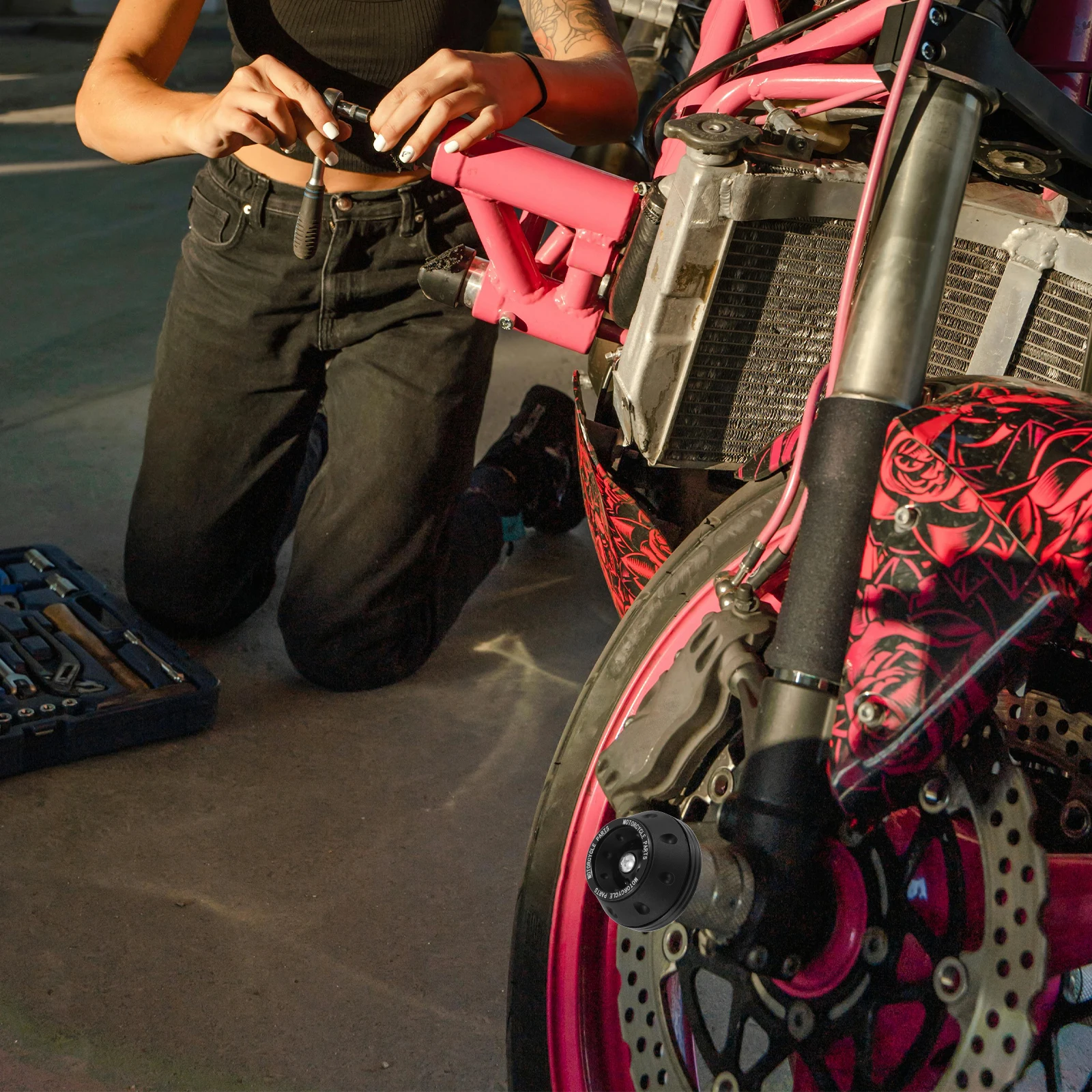 

Motorcycle Front Fork Cup Aluminum Alloy Colorful Crash Resistant Pair Scooter Accessories Electric Scooter Sliders Wheel