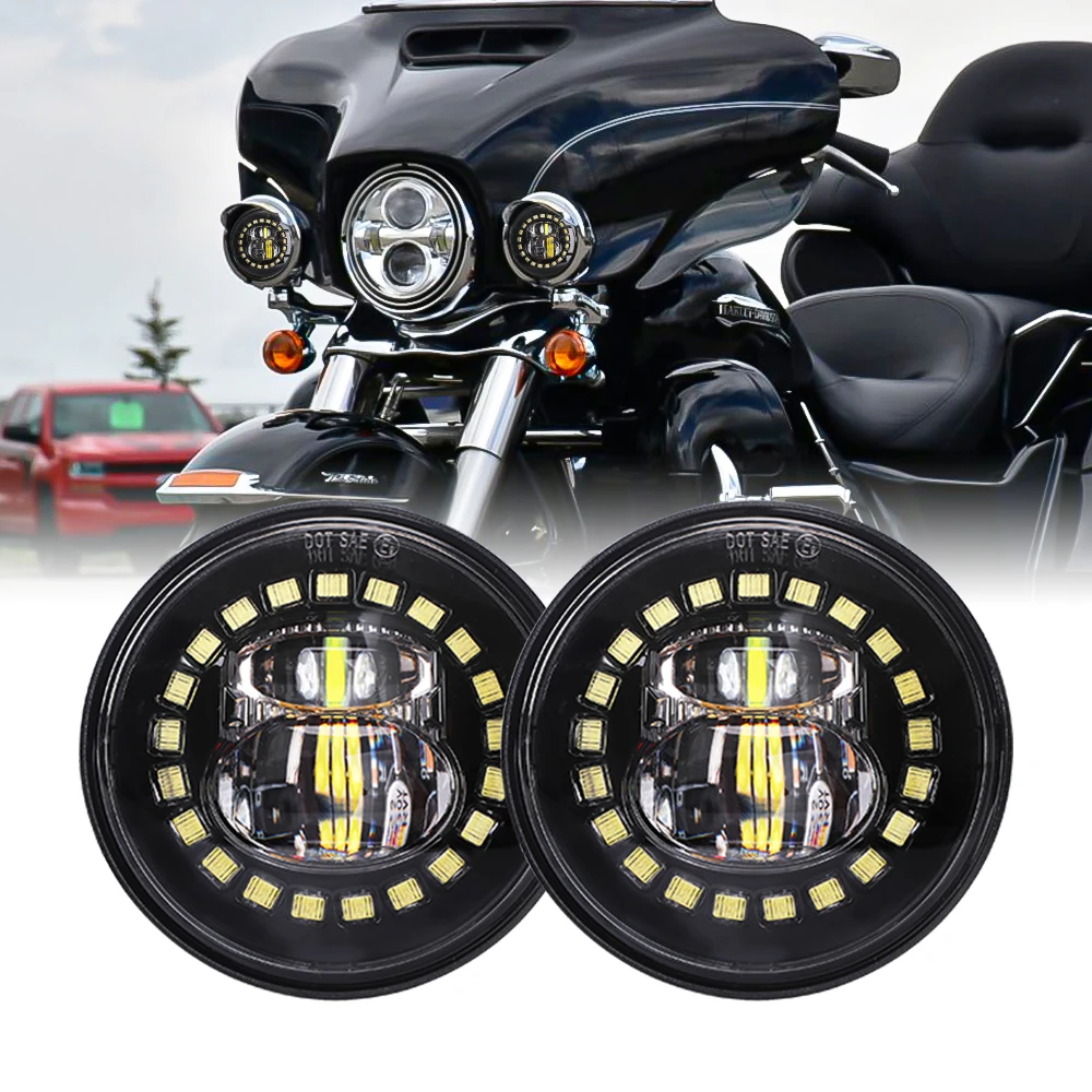 

For Harley Davidson Classic Street Glide Fat Boy Road King Heritage Softail, 4 Inch 30W 2Pcs Led Motorbike Motorcycle Fog Light