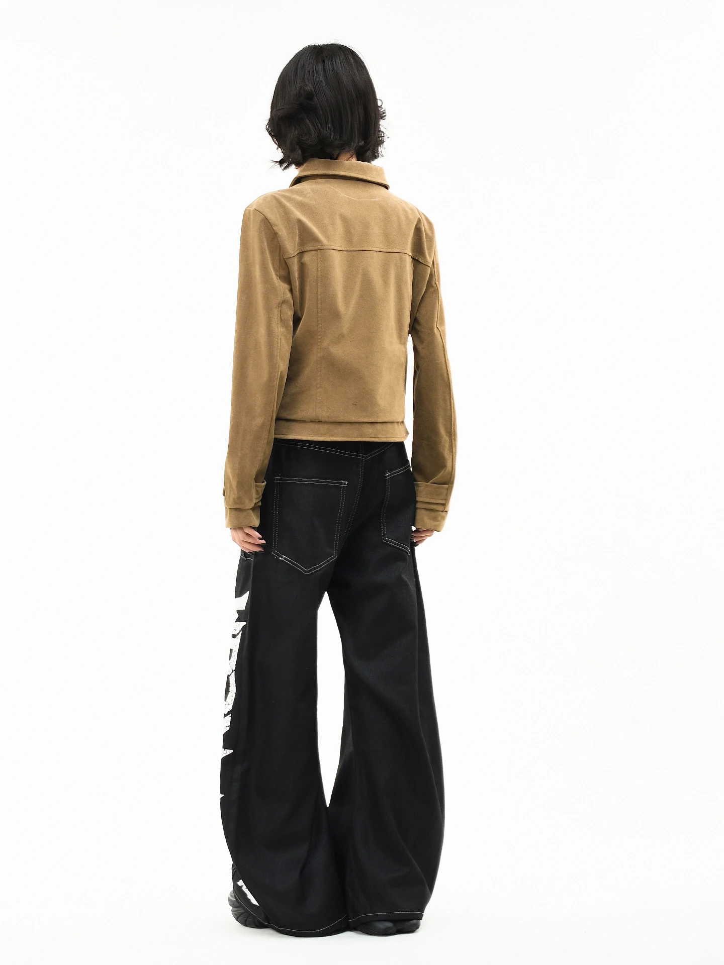 OV オリジナルアメリカンレトロレザーベルベットマルチポケットシャツカラージャケット女性春スリムフィットショートコートトップファッション