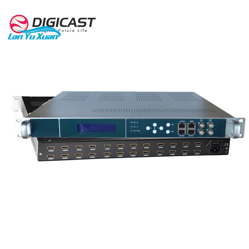 DIGICAST DMB-8820E 24 Channels for to RTMP HLS SRT Encoder with Multiplexing HD ASI 1080P 60 FPS 4:2:0 Adjustable Aspect Ratio