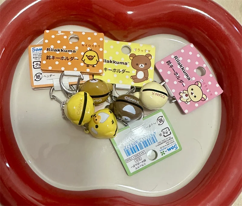 Rilakkuma Small Bell Keychain Clip Korilakkuma Chairoikoguma Bear Kiiroitori Chick Kawaii Cute Bag Keychains Charms Key Ring