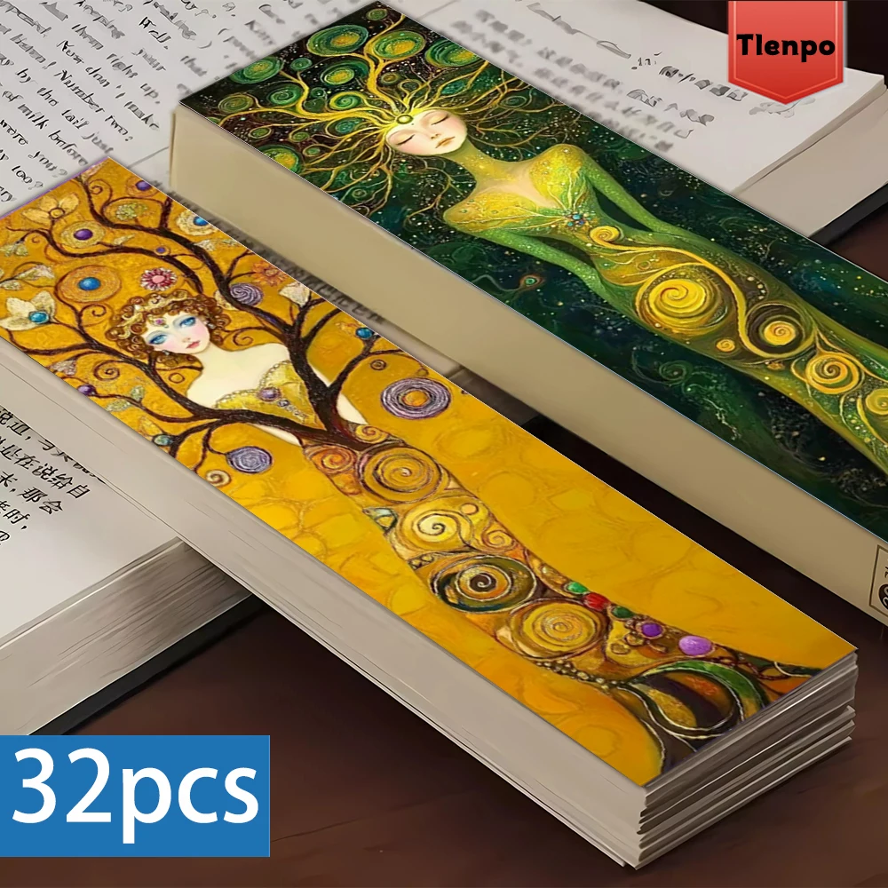 32 marque-pages d'inspiration Klimt en forme d'arbre, Noël, cadeau pour enseignant, cadeaux de rentrée scolaire, designs artistiques créatifs