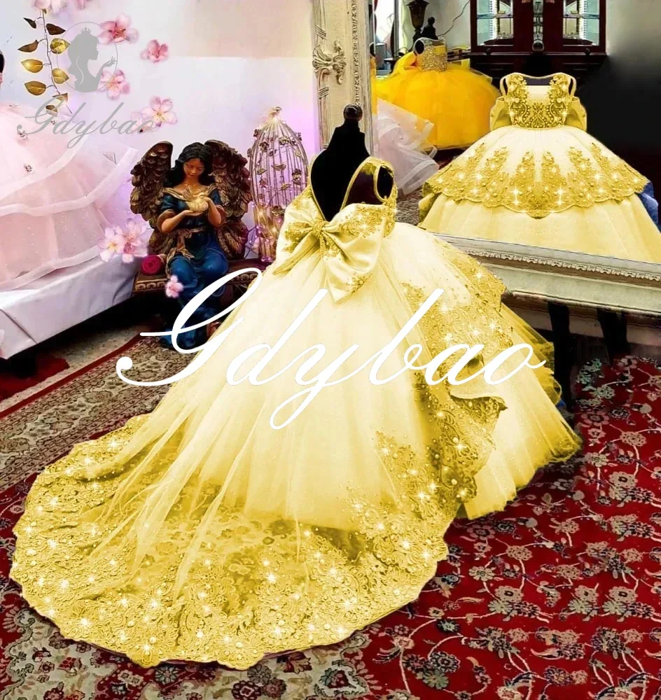 luxury Purple Pageant Flower Girl Dress Gown For Wedding Princess Birthday Party Custom Made Girls Elegant Evening Dresses