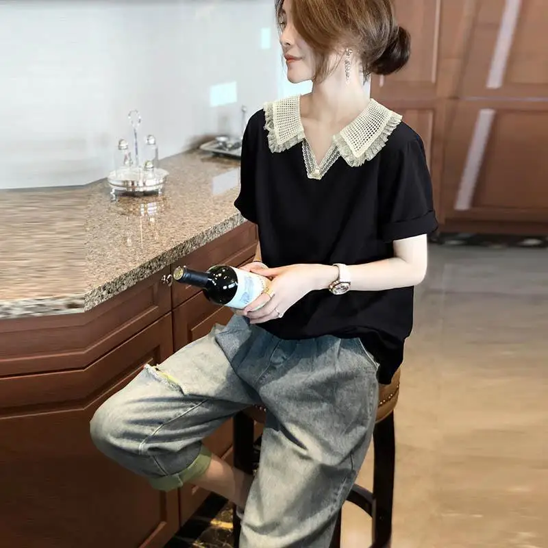 High Quality Cropped Ladies Polo Neck Tee Shirts Dry Fir Woman Original Top Youth With Aesthetic Hot Delivery Offer Lace Summer