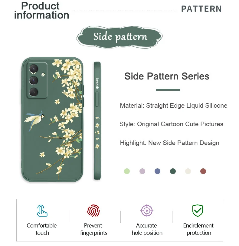 Pflaume Baum Zweig Telefon Fall Für Samsung Galaxy A17 A55 A35 A25 A15 A16 A06 A05 A05S A54 A34 A24 A14 A04 A04S A04E 4G 5G Abdeckung – Detail 3