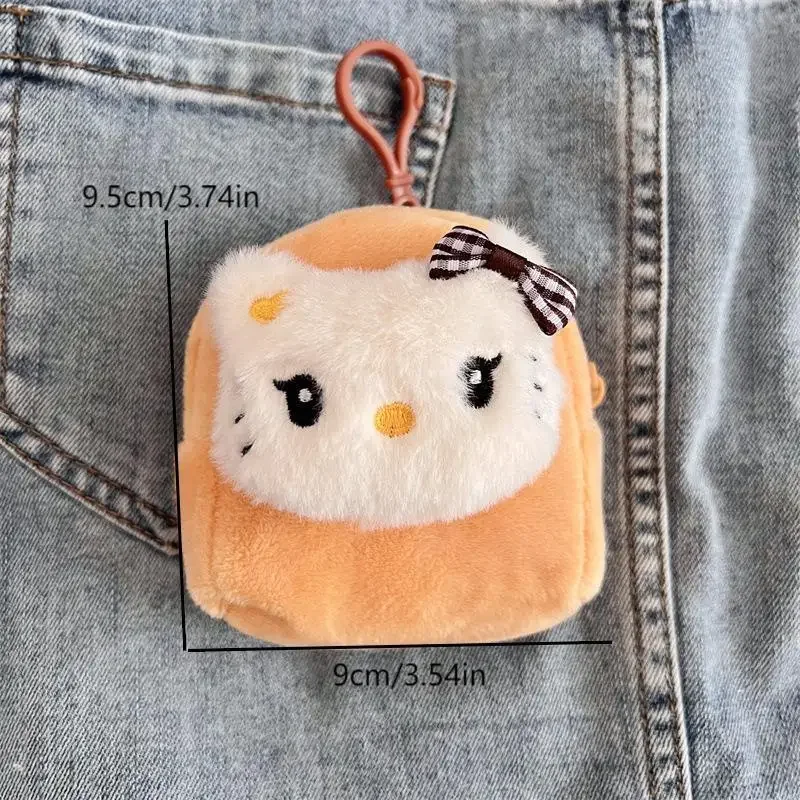 Sanrio HelloKitty Cat Plush Coin Bag Cute Cartoon Money Change Pouch Lovely Plush Coin Purse Earphone Bags With Keychain Pendant