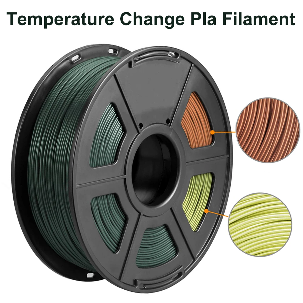 

1Kg 500g 250g 3D Printer PLA Filament Tri Color Changing with Temperature Black Brown to Orange Yellow 1.75mm Printer Material