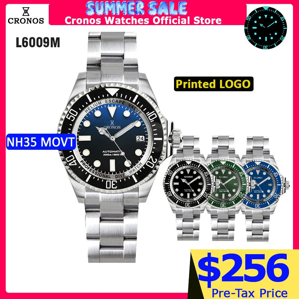 Cronos Automatic Diving Watch 2000M Water Resistant NH35