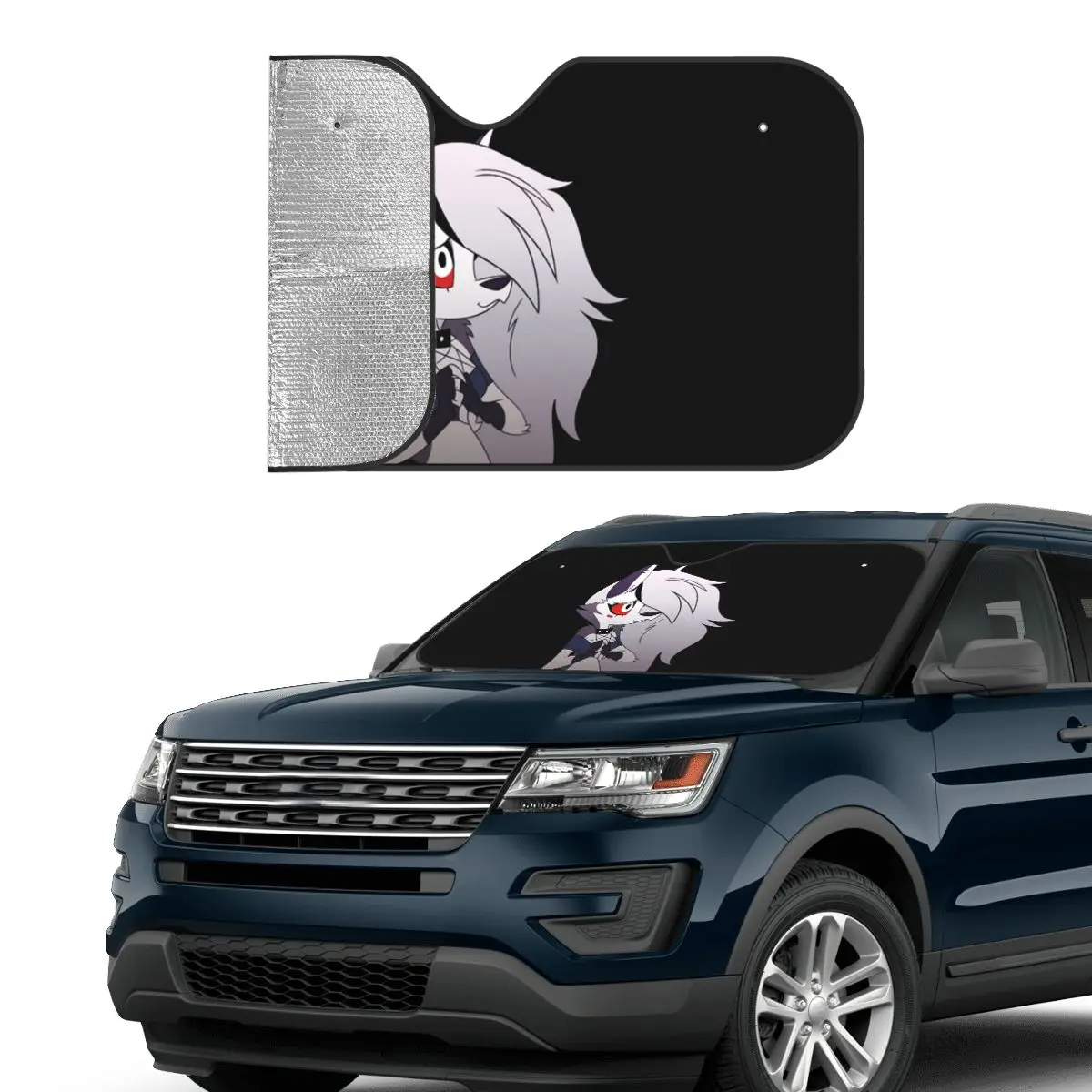 

Helluva Boss Loona солнцезащитный козырек на лобовое стекло автомобиля, солнцезащитный козырек, аксессуары, чехлы