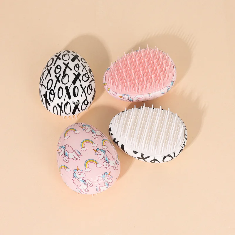 

Pink orns Egg Pattern Scalp Massage Comb Cute Cartoon Cross-Border Comb Hair Care Personal Hygiene Household Tool