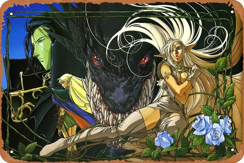 Record Of Lodoss War Anime Poster Home Wall Art Decoration Retro Metal Tin Sign 8x12 inch