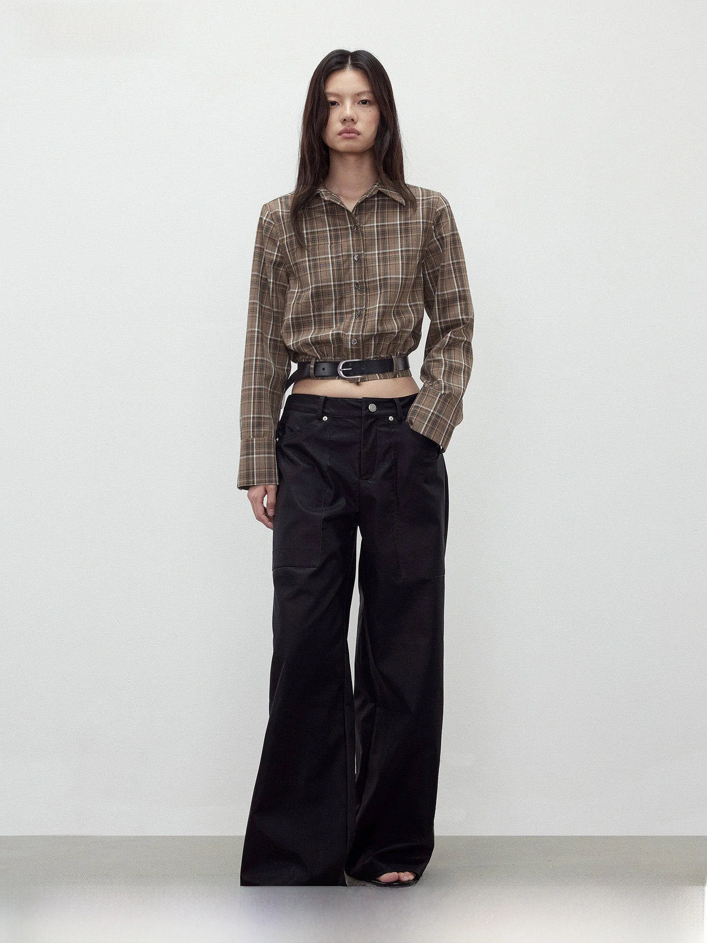 

Женская рубашка AFTADAWN с воротником из регенеративного волокна, свободного кроя, с длинным рукавом, с поясом, классический клетчатый узор, для офиса