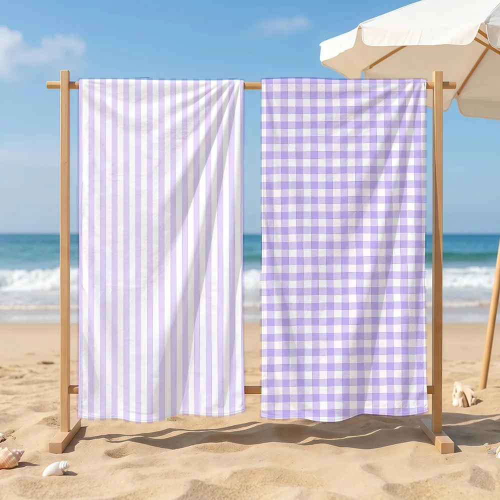 

Purple stripes Towel Sports Quick Dry Travel Camping Sandproof Soft Light Large Beach Towel