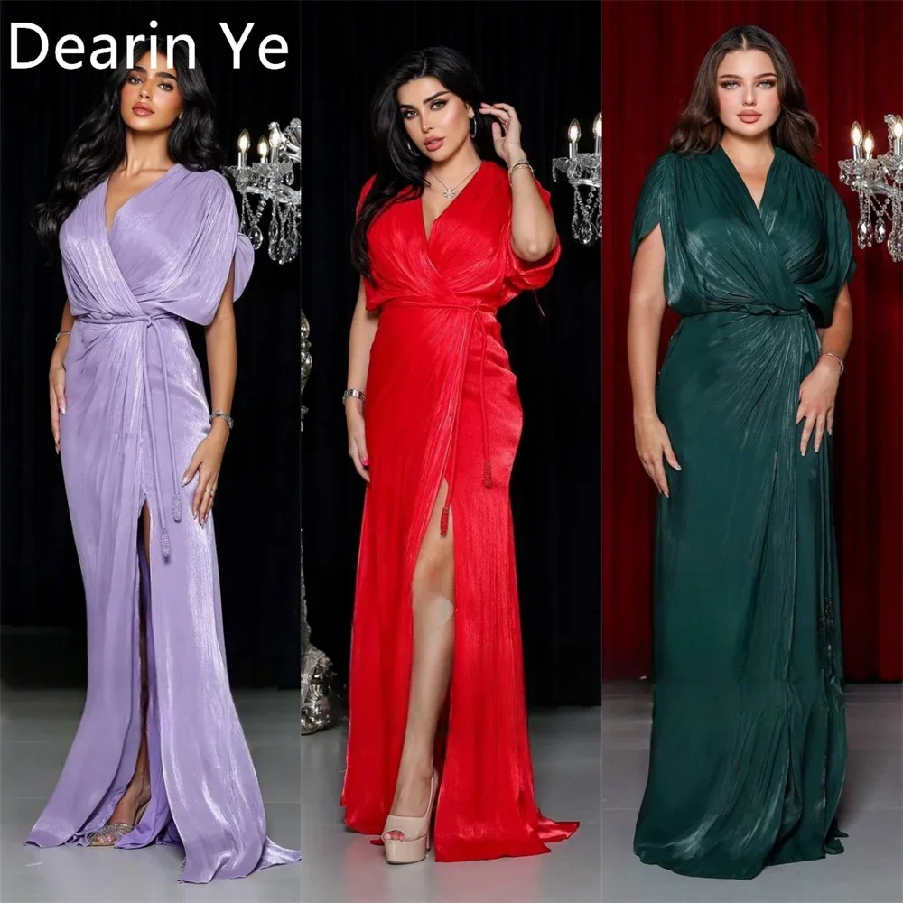 Customized Prom Gown Dearin V-neck Column Floor Length Skirts Bespoke Occasion Dresses Formal Evening Dress Saudi Arabia