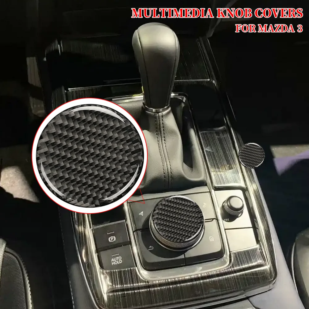 

2PCS Car Multimedia Knob Covers for Mazda 3 Gear Button Stickers Interior Modification Decals Control Knob Decorations Stickers