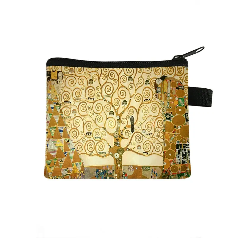 Van Gogh Art Painting Coin Purse Starry Night Sunflower Coin Bags Kiss by Gustav Klimt ID Credit Card Mini Purse Coin Pouch Gift