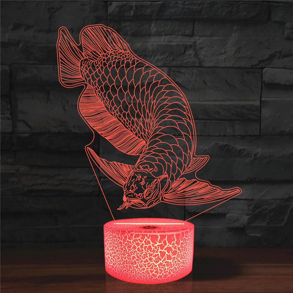 Nighdn 3D Acrylic Led Night Light Moon Fish Figure Nightlight for Kid Child Bedroom Sleep Lights Gift for Home Decor Table Lamps