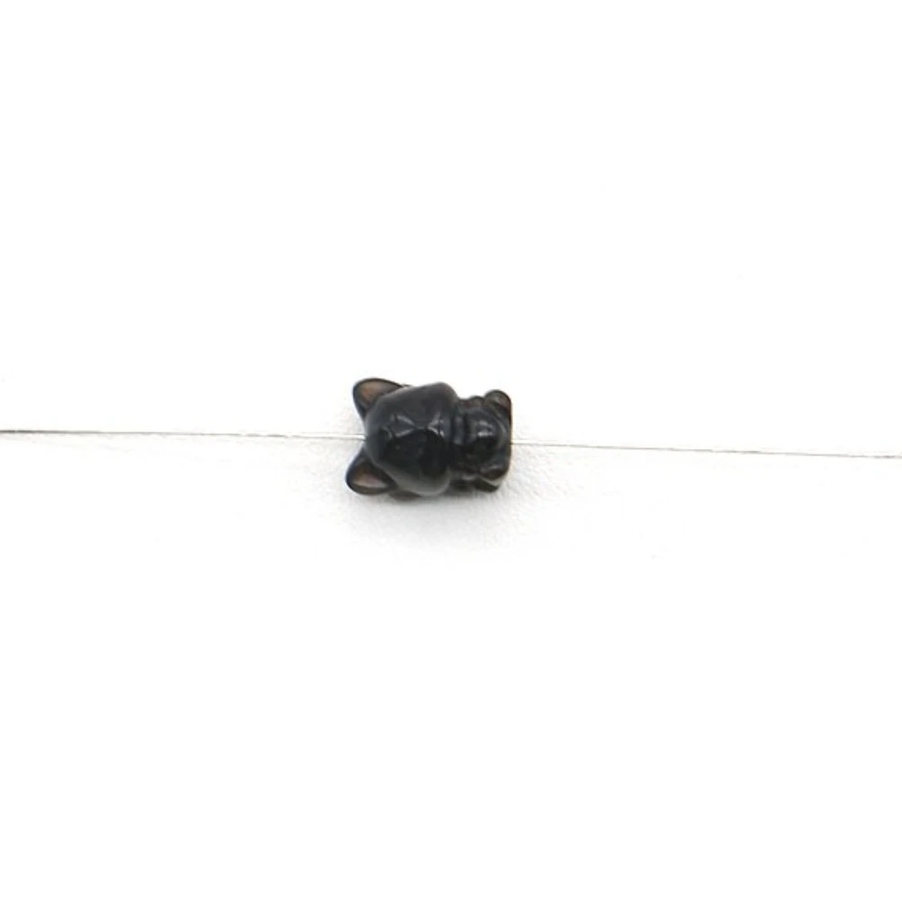 Fashionable Exquisite Natural Cat's Eye Stone Dyed Black Brown Carved Straight Hole Animal Little Fox Beads DIY Jewelry Material