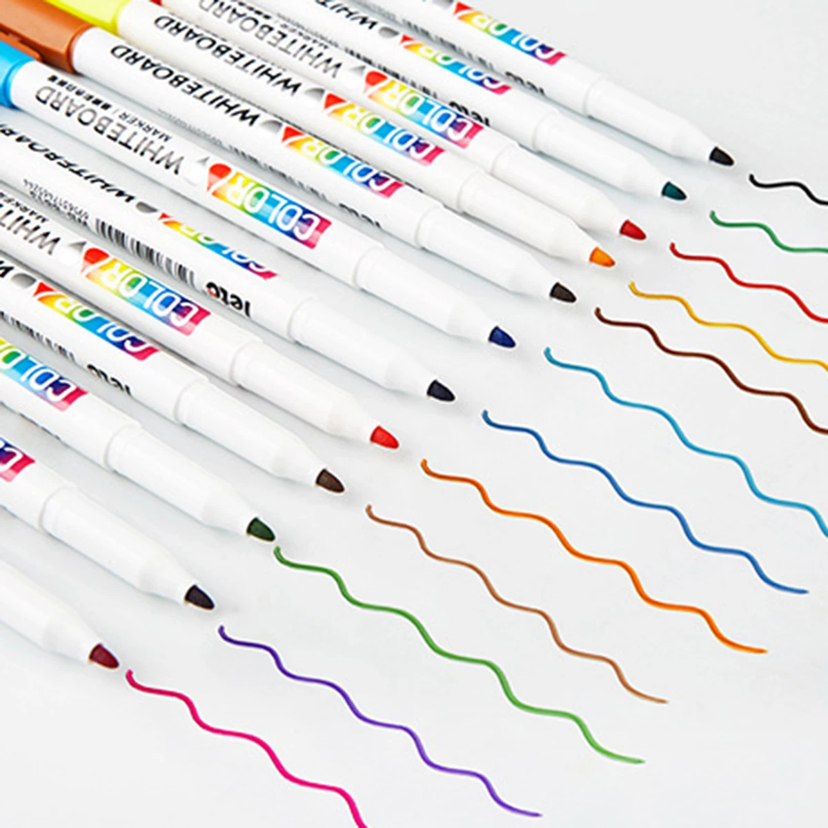 12/24Colors Dry Erase Markers Whiteboard Marker Pen Office School White Board Stationery Fine Tip Colored Pens