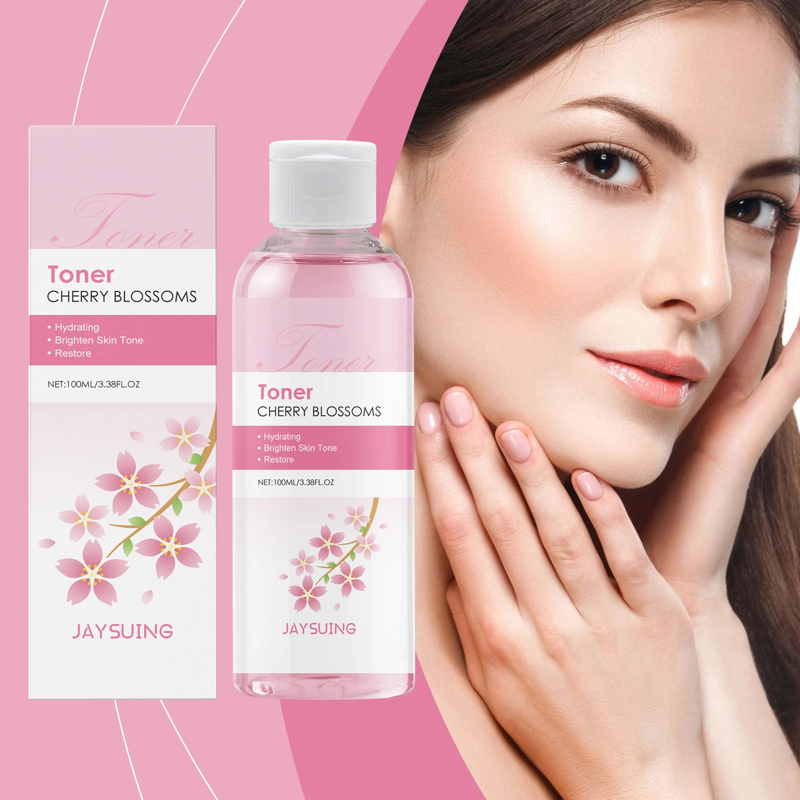 Toner Hidratante Sakura, Essência Facial Hidratante e Iluminadora, Fórmula Refrescante Não Pegajosa