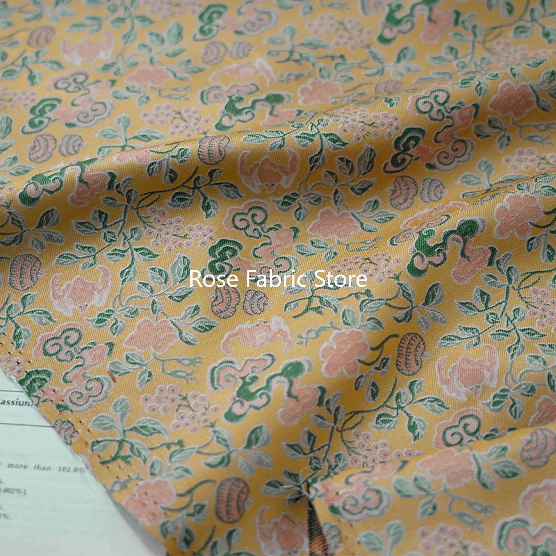 

1-метровая ретро-цветочная парча, жаккардовая ткань, китайский стиль, платье Cheongsam, куртка, декоративная швейная ткань