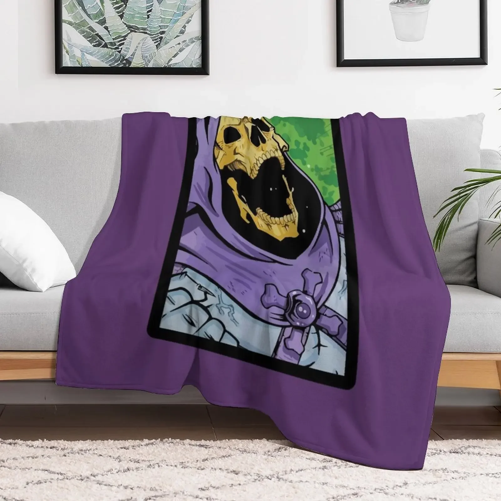 SKELETOR Throw Blanket Beach Tourist Moving Flannel Fabric Blankets