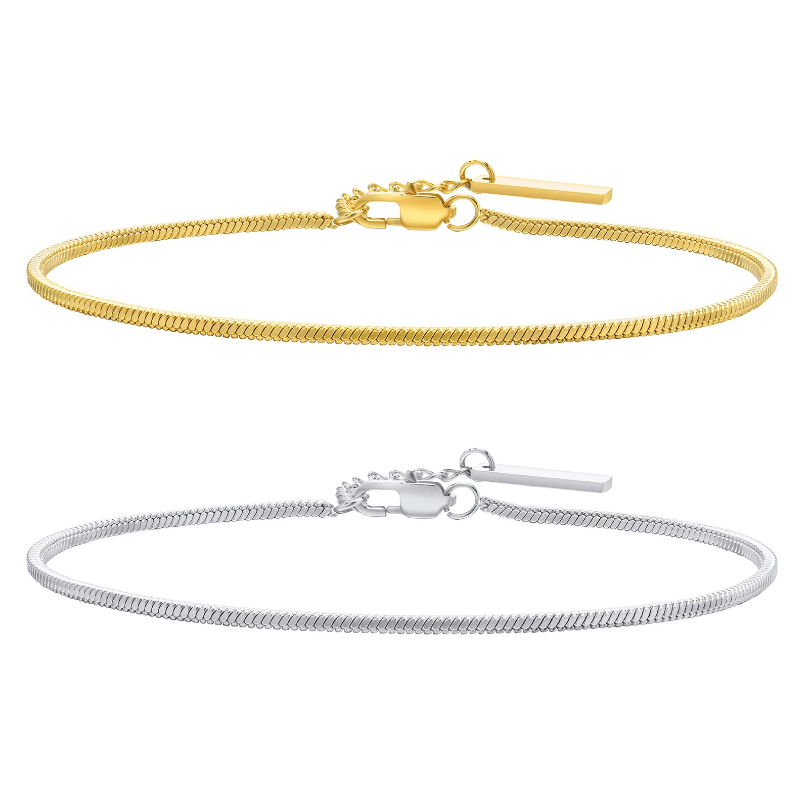 Męskie bransoletki z łańcuszkiem typu snake chain o grubości 1,7 mm, wodoodporne bransoletki ze stali nierdzewnej, podstawowa biżuteria na co dzień, prezent na urodziny.
