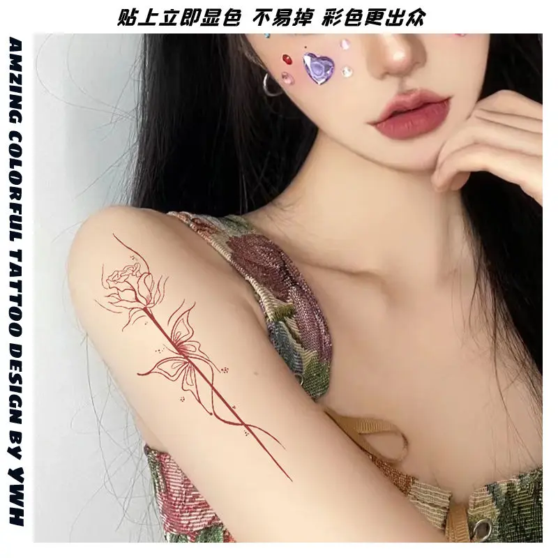 Waterproof Temporary Tattoos Sexy Colorful Rose Tattoo Sticker Hotwife Art Cute Festival Stickers Fake Tattoos Body Wholesale