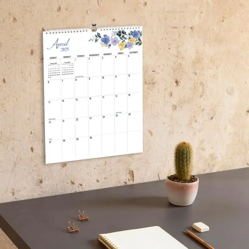 تقويم الحائط الشهري 2025-2026 14X11 في أجندة مكتبية /رزنامة مكتبية يناير 2025 إلى يونيو 2026 مخطط ربط الورق السميك مع