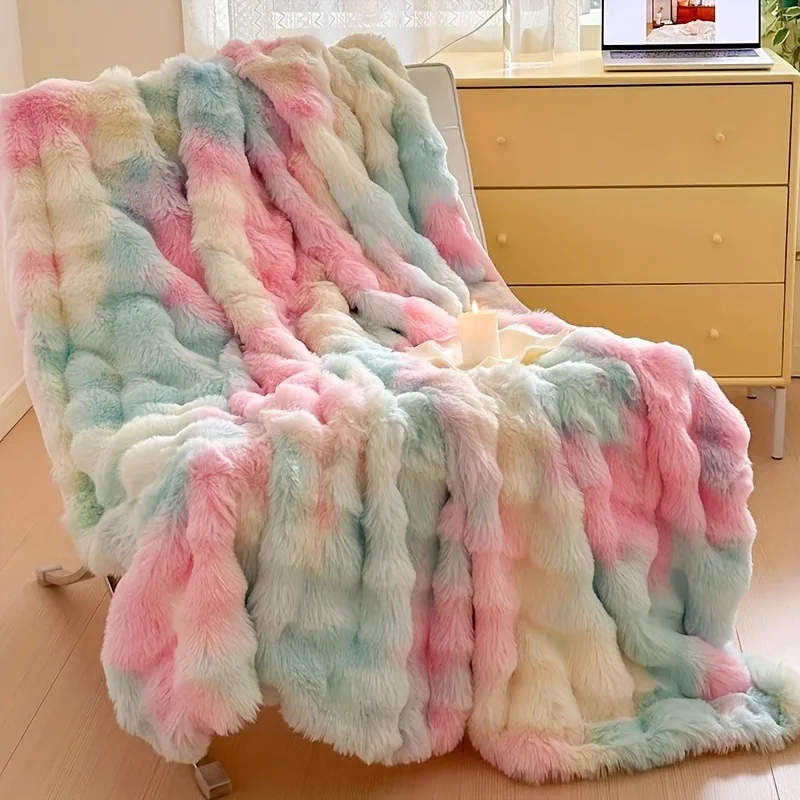 

Faux Rabbit Fleece Blanket Solid Color Blanket Soft Warm Throw Blanket Nap Blanket For Couch Sofa Multi-purpose Gift Blanket