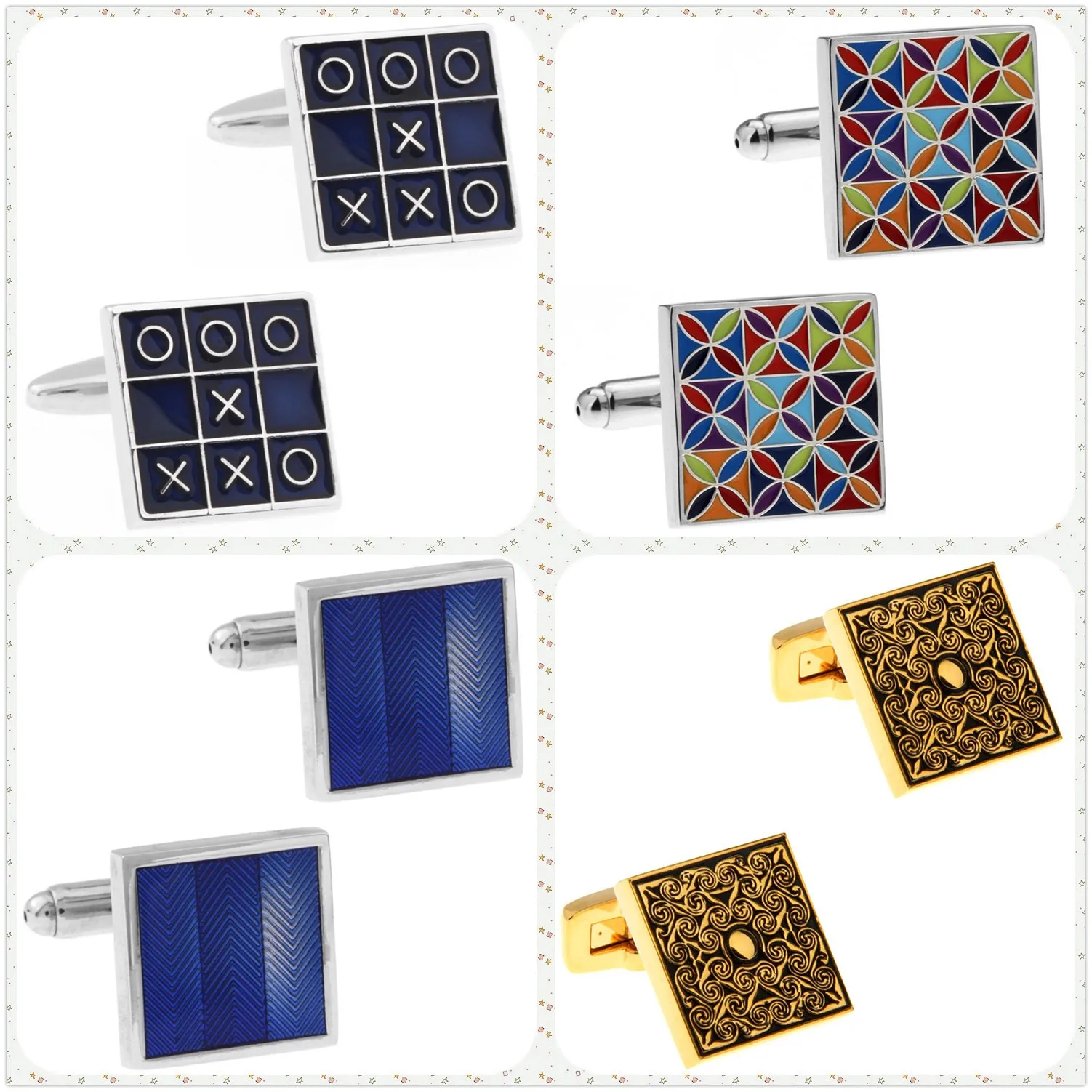4 Styles TZG Enamel Cufflinks Men Cuff Links Flowers Bloom 1 Pair