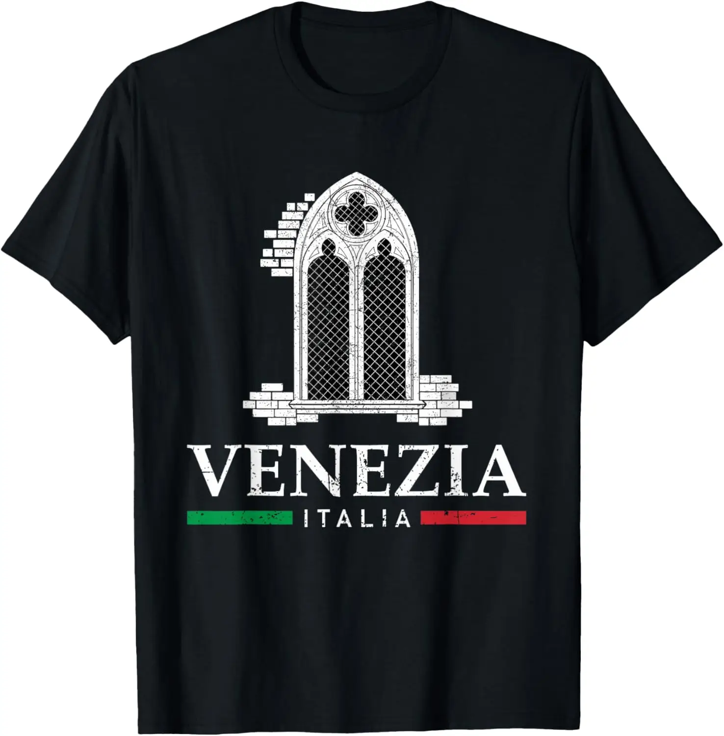 

Винтажная итальянская сувенирная футболка с древним готическим окном Venezia, Италия