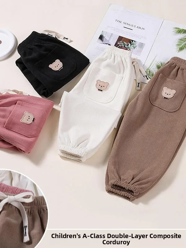 

ex Bear, удобные повседневные брюки с героями мультфильмов, детские спортивные штаны, модные милые длинные брюки для мальчиков и девочек, корейский сле