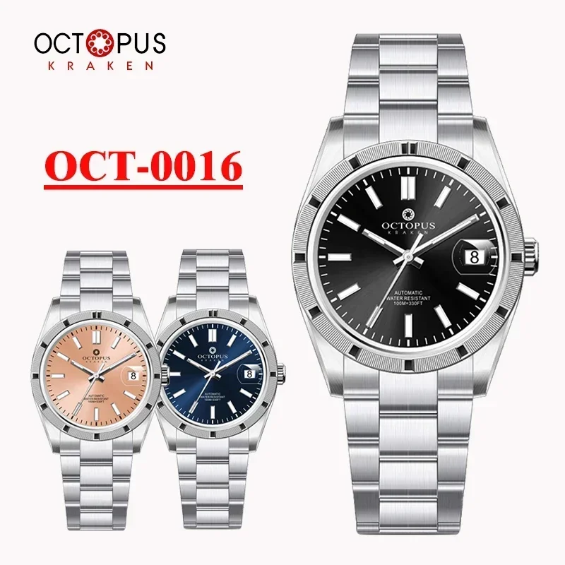 Octopus 36mm Mechanical Watch PT5000 SW200 Automatic 316L Stainless Steel Sapphire Crystal 100m Fashion Men Wristwatch