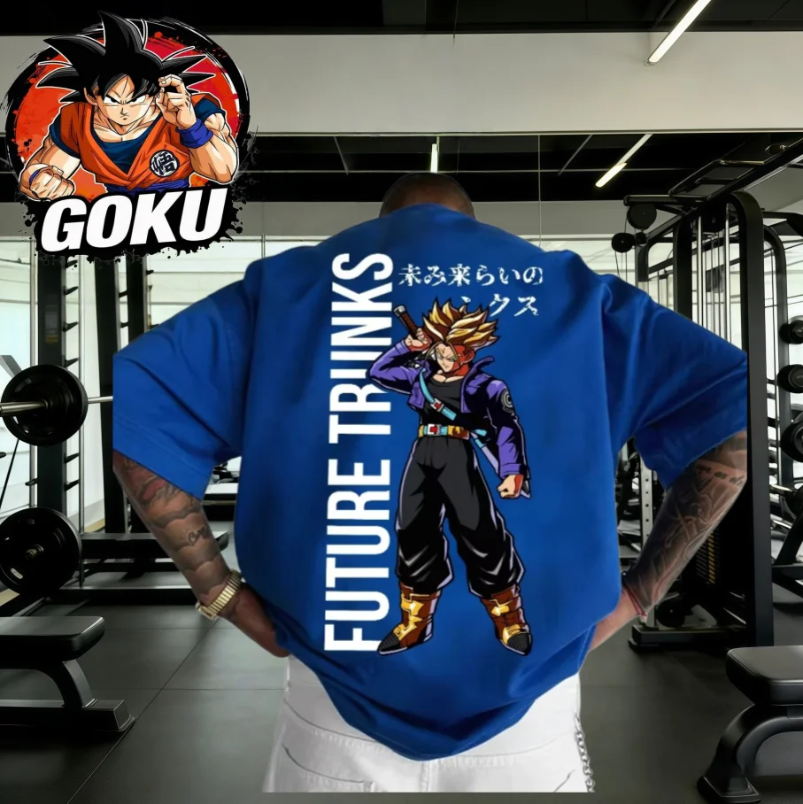 2026 Sommer Dragon Ball Retro Gym T-Shirt 100% Baumwolle Future Trunks Print Oversized Fitness Streetwear für Herren, Damen, Erwachsene & Kinder