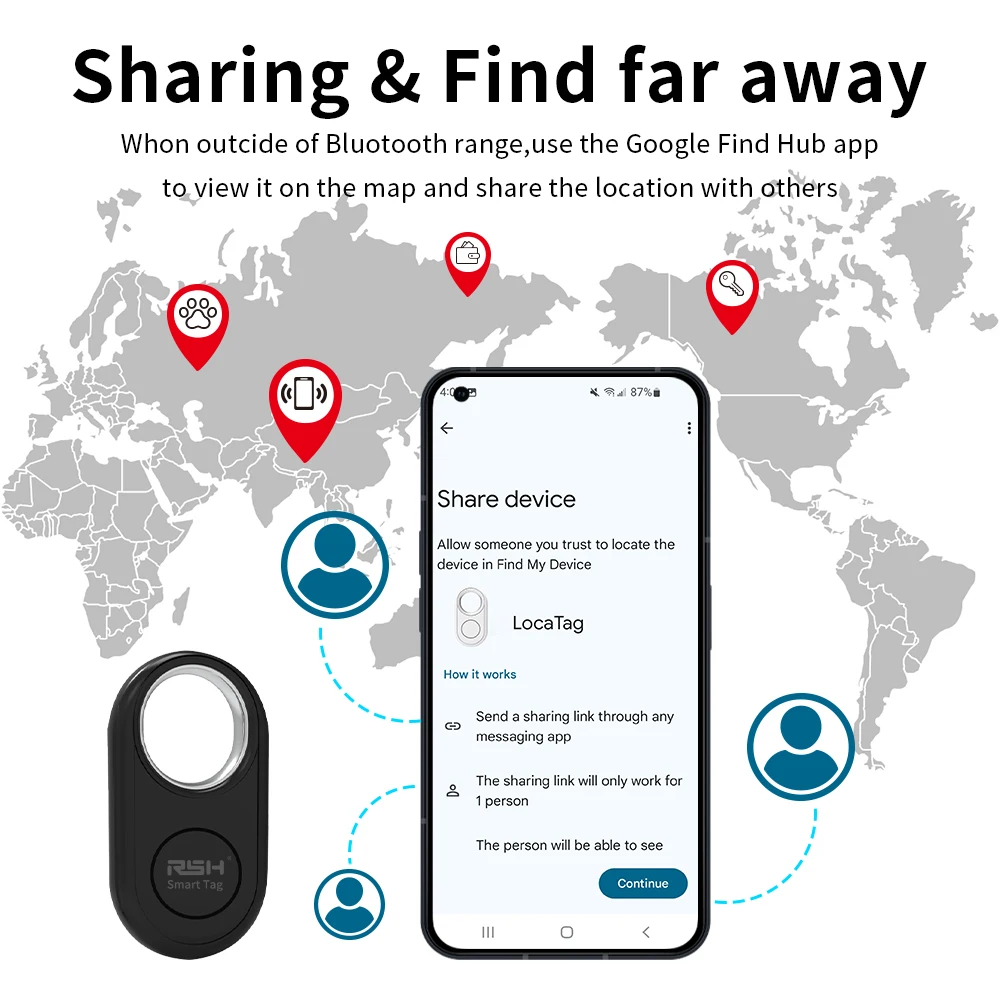 RSH 4PCS Security Trackers for Samsung Finder Work with Android Google's Find Hub Wallet Car Anti-loss Tag Alerts Fast Locator