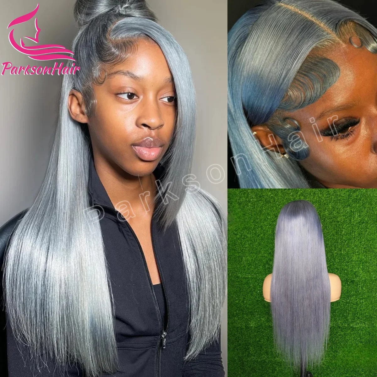 رمادي اللون خصلات الشعر المستعار الإنسان للنساء مستقيم 13x4 13x6 الدانتيل الجبهة الباروكات قبل نتف الشعر الخام البرازيلي 613 الملونة الدانتيل الباروكات