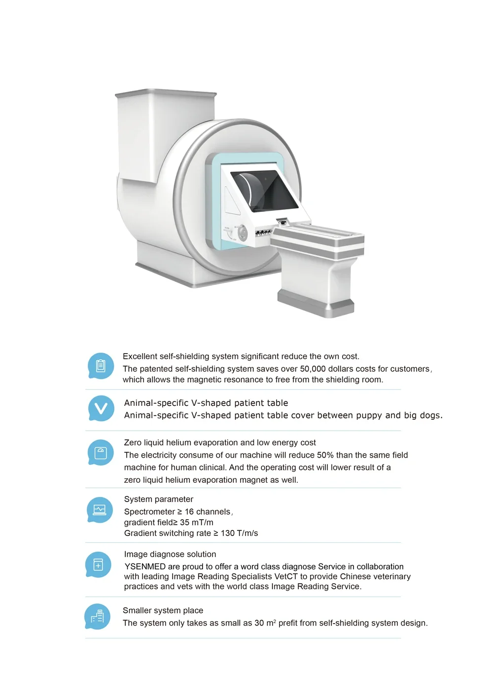 YSENMED YSX-vMR150 Veterinary 1.5T  MRI equipment vet MRI system  MRI machine for animal