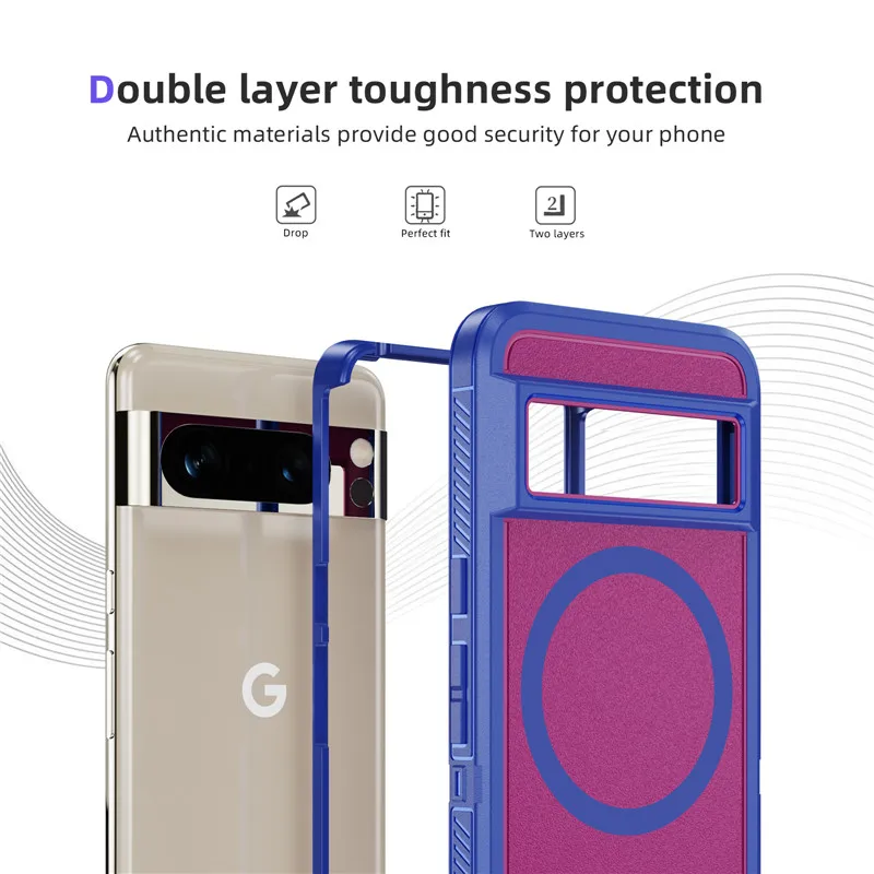 360 all-round Guardian MagSafe Phone Case For Google Pixel 9 8 Pro 8A pixel8pro Cover Macarons solid color Business Bumper Cover