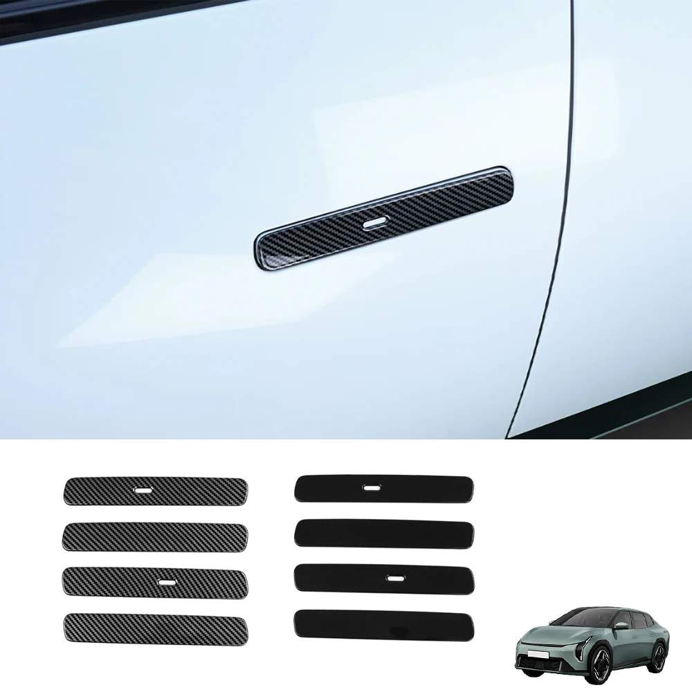 

4 шт., автомобильные черные наружные дверные ручки из углеродного волокна, накладка для Kia EV4 2025 2026, аксессуары с левым рулем/правым рулем