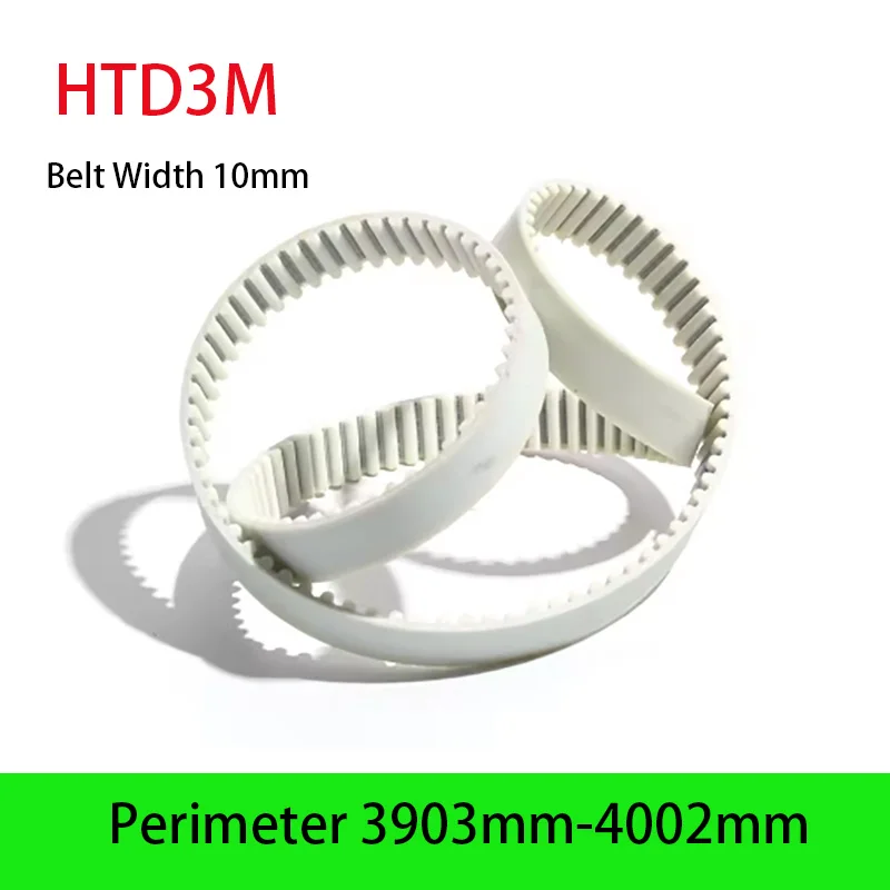 1Pcs Perimeter 3903mm-4002mm HTD3M PU with Steel Core Timing Belt Width 10mm White Polyurethane Closed Loop Gear Belt