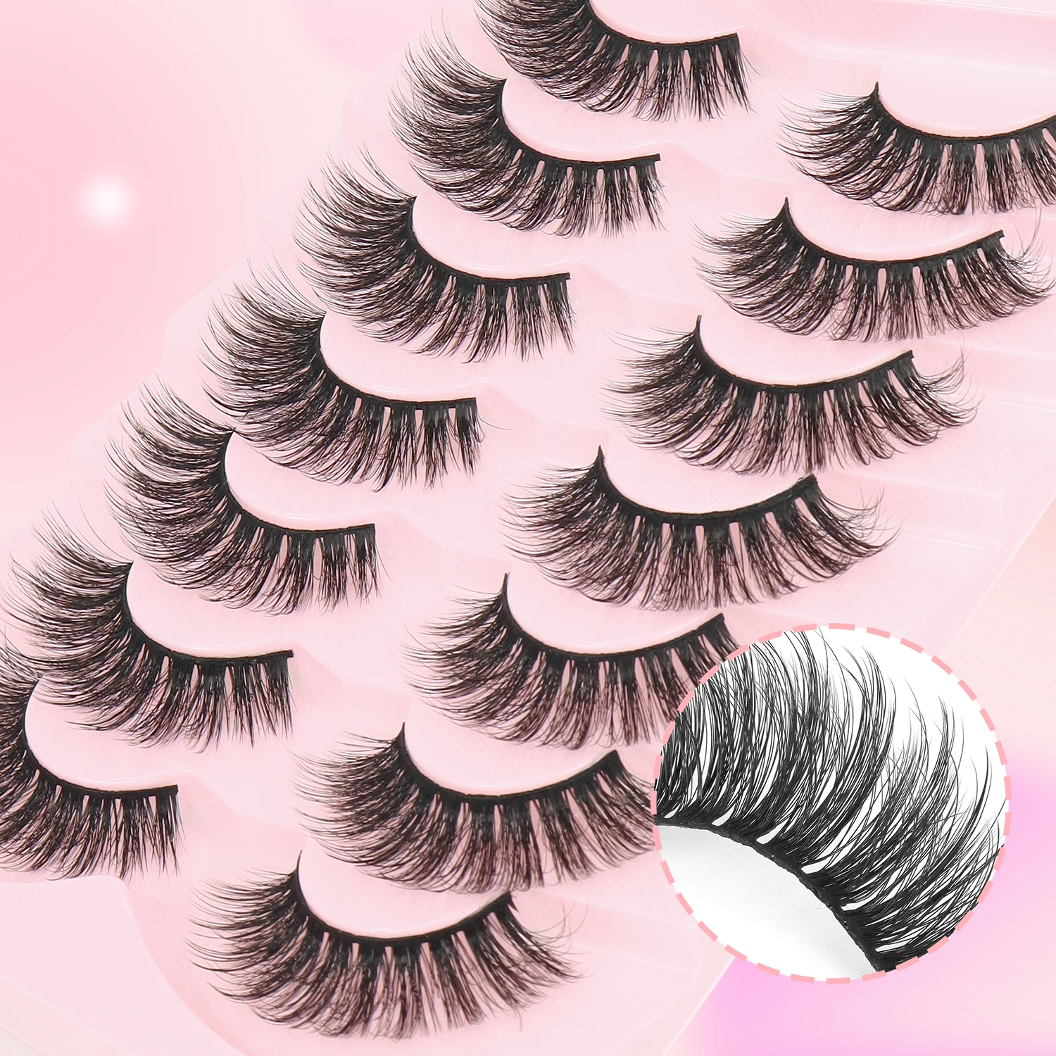 자연스럽고 길고 편안한 컬을 위한 캣아이 인조 속눈썹 7쌍 세트로 쉽게 적용할 수 있으며 초보자에게 적합합니다.